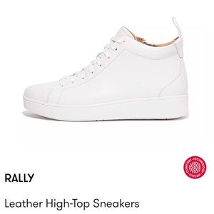 FitFlop White Leather Hightop Sneakers Size 7.5